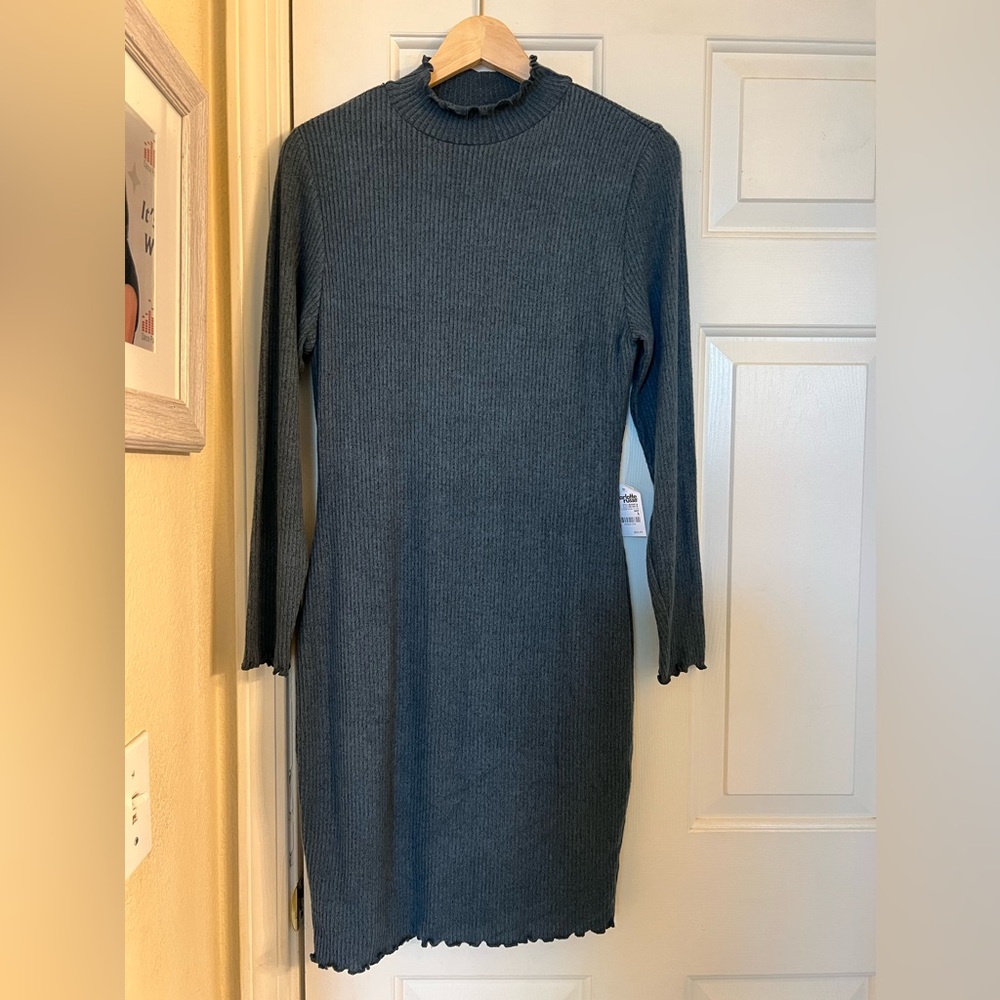 Charlotte Russe Gray Long Sleeve Bodycon Dress
